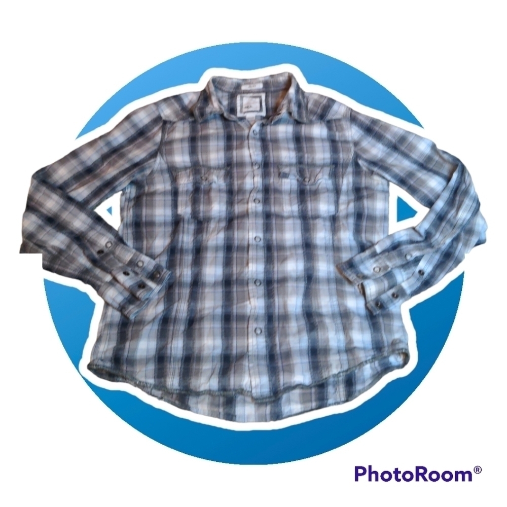 BKE Buckle Womens Plaid Button Down Metal Enamel Buttons Western Style SZ M Slim